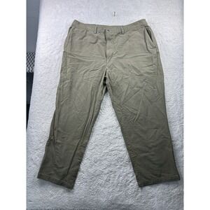 Roundtree & Yorke Casuals Pants Men 42x30 Classic Elastic Waist Olive‎ Green